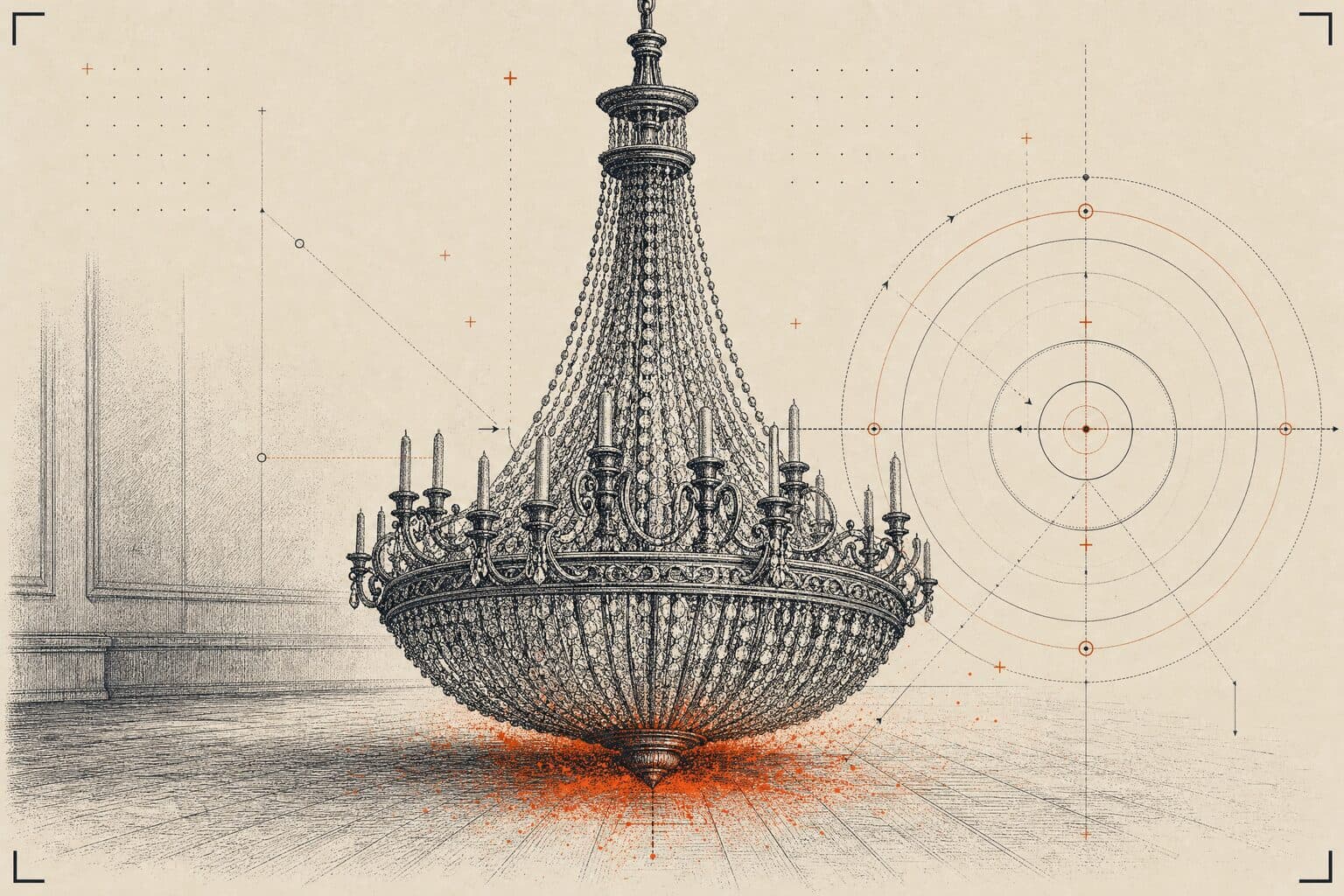 Le lustre qui touchait le sol — l'imperfection humaine que l'algorithme effacerait sans hésiter.